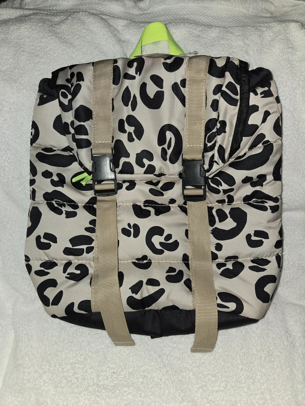 Black & Cream Leopard-Print Backpack - Unbranded